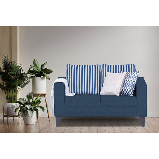 Adorn India Straight Line Plus Stripes 2 Seater Sofa (Blue)