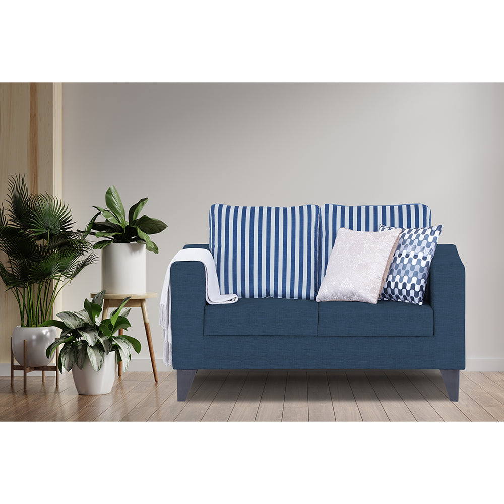 Adorn India Straight Line Plus Stripes 2 Seater Sofa (Blue) (3 Year Warranty)