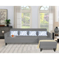Adorn India Bladen L Shape 5 Seater Sofa Set Floral Print (Right Hand Side) (Grey)