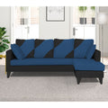 Adorn India Denver L Shape 5 Seater Sofa Set RHS (Blue & Black) (3 Year Warranty)