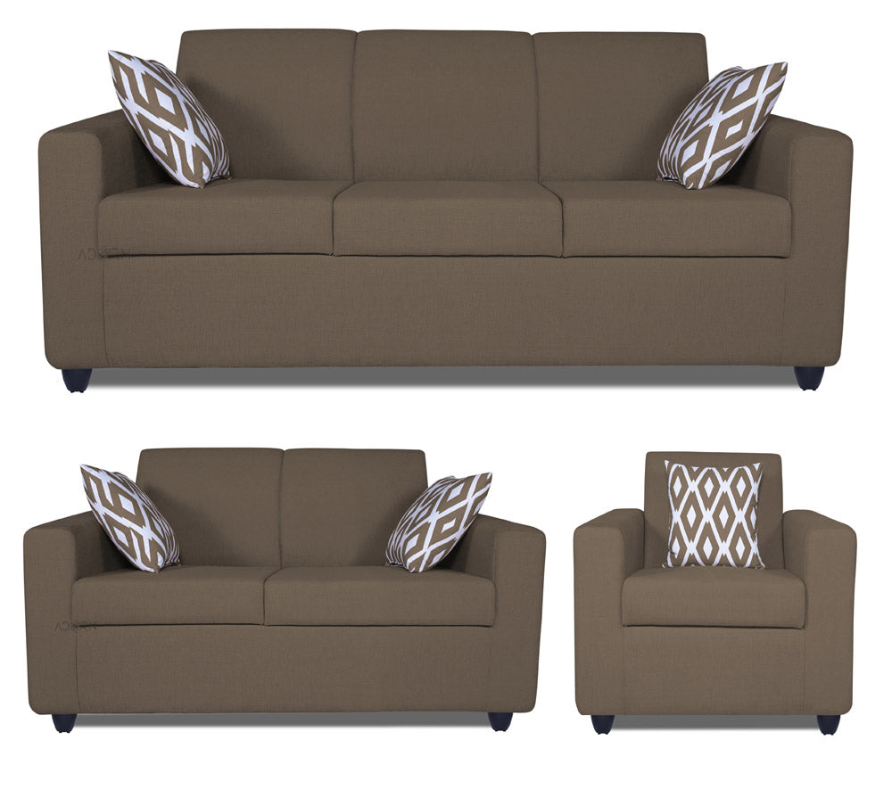 Adorn India Monteno Six Seater 3+2+1 Sofa Set (Brown) (3 Year Warranty)