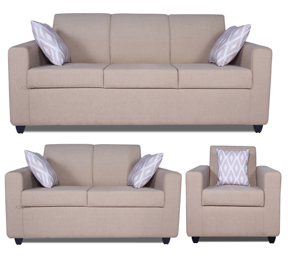 Adorn India Monteno Six Seater 3+2+1 Sofa Set(Beige) (3 Year Warranty)