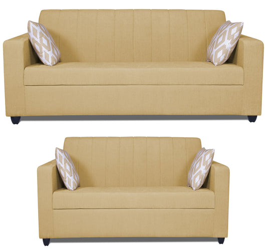 Adorn India Rio Highback 3+2 Five Seater Sofa Set (Beige)