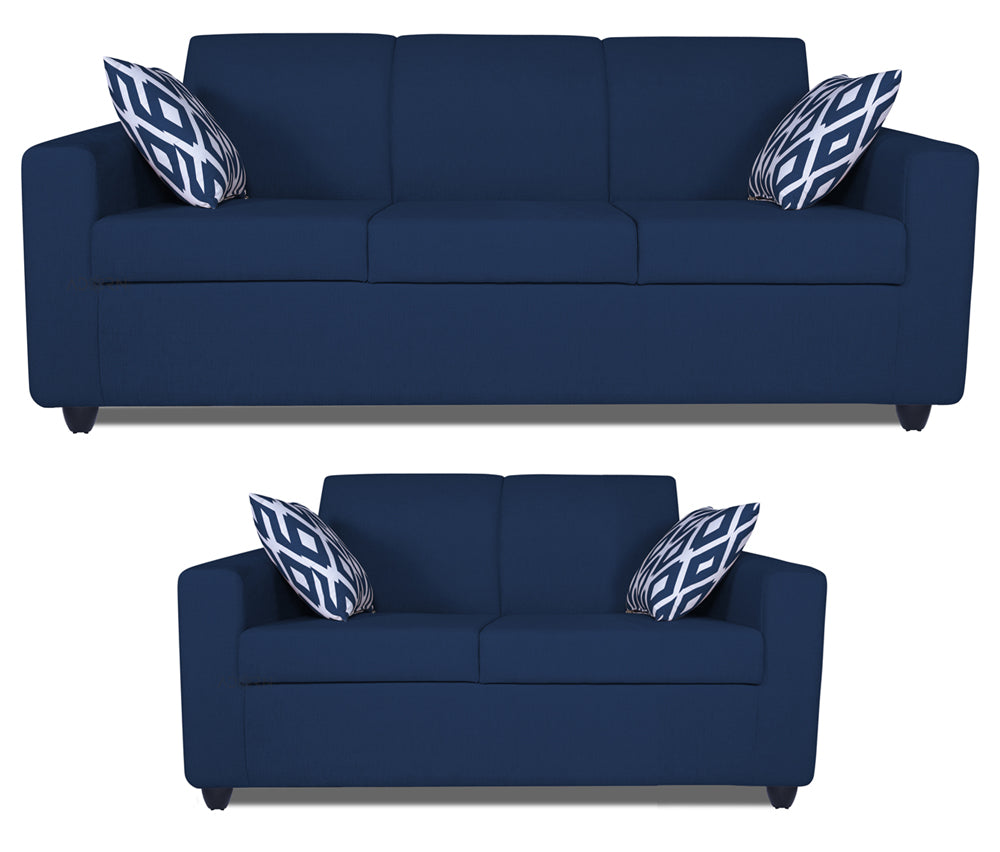 Adorn India Monteno 3+2 5 Seater Sofa Set (Blue) (3 Year Warranty)