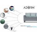 Adorn India Calloway Bricks L Shape 5 Seater Sofa Set (Right Hand Side) (Grey)