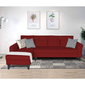 Adorn India Maddox Tufted L Shape 6 Seater Sofa Set LHS (Maroon) (3 Year Warranty)