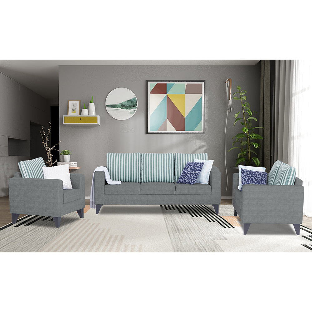 Straight Line Plus Stripes 3+2+1 6 Seater Sofa Set (Grey)