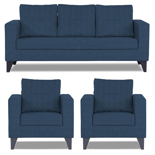 Adorn India Hallton Tufted 3-1-1 Five Seater Sofa Set (Blue)