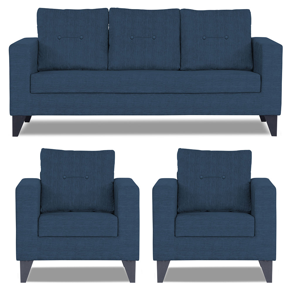 Adorn India Hallton Tufted 3-1-1 Five Seater Sofa Set (Blue)  (3 Year Warranty)