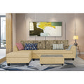 Raiden Crafty L Shape 6 Seater Sofa Set with Center Table (Left Hand Side) (Beige)