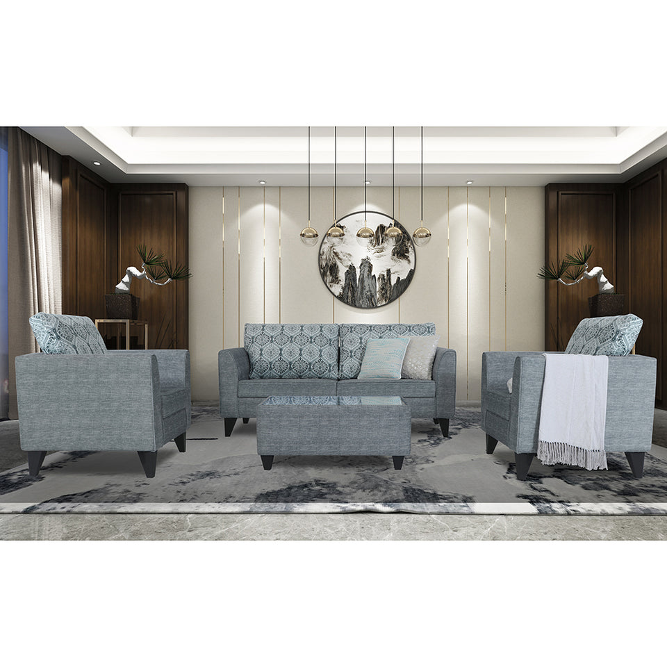 Cortina Damask 3+1+1 5 Seater Sofa Set with Centre Table (Grey) Modern