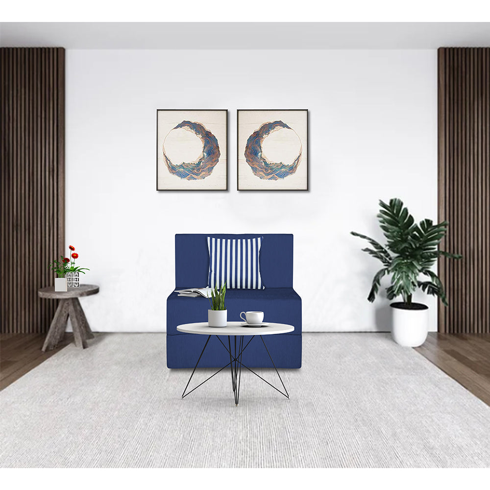Adorn India Easy Alyn Plus Stripes 1 Seater Sofa Cum Bed (2.5x6) (Blue)(1 Year Warranty)