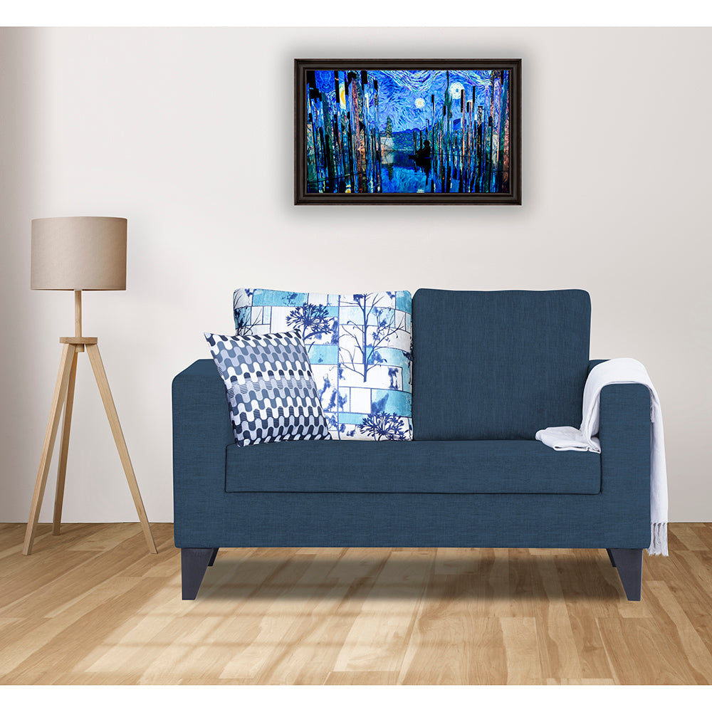 Adorn India Hallton Digitel Print 2 Seater Sofa (Blue) (3 Year Warranty)