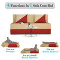 Adorn India Easy Desmond 2 Seater Sofa Cum Bed 4 x 6 (Red & Beige) (1 Year Warranty)