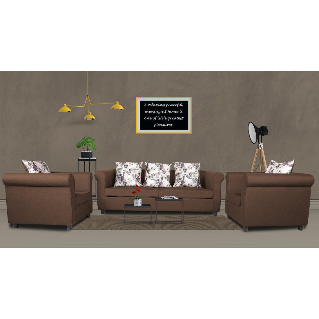 Adorn India Magnum 3-1-1 Sofa Set (Brown)
