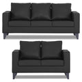 Adorn India Straight line Plus Leatherette 3+2 5 Seater Sofa Set (Black) (3 Year Warranty)