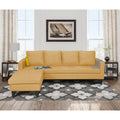 Adorn India Chandler Plain L Shape 5 Seater Sofa Set LHS (Beige) (3 Year Warranty)
