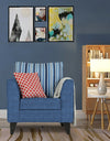 Adorn India Lawson Stripes  (3 Years Warranty) 1 Seater Sofa (Blue) Modern