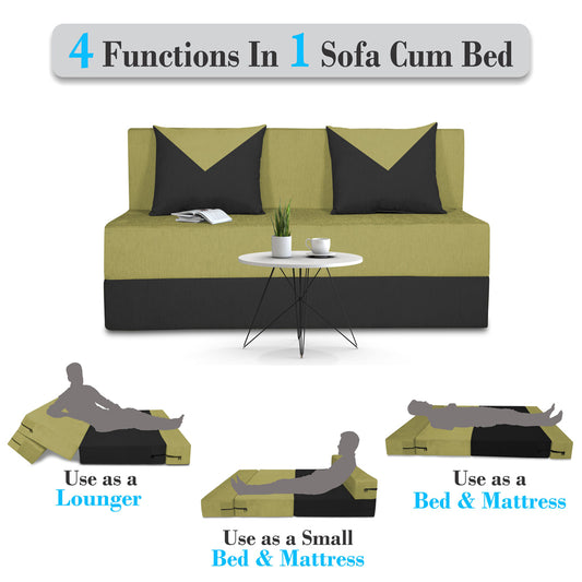 Adorn India Easy Boom 2 Seater Sofa Cum Bed 4 x 6 (Green & Black)