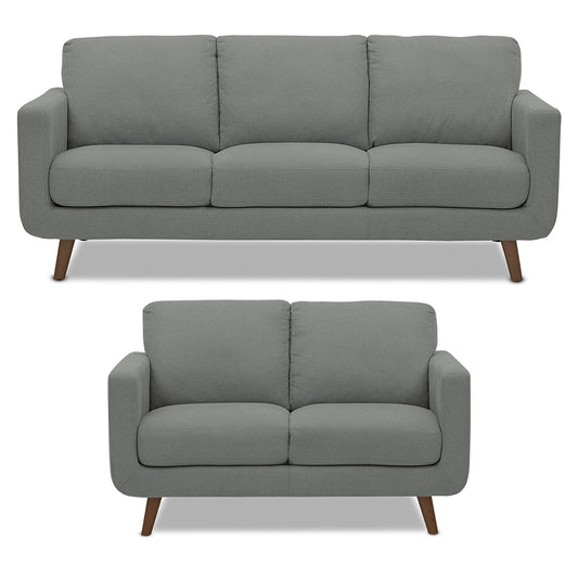Adorn India Damian 3+2 5 Seater Sofa Set (Grey)