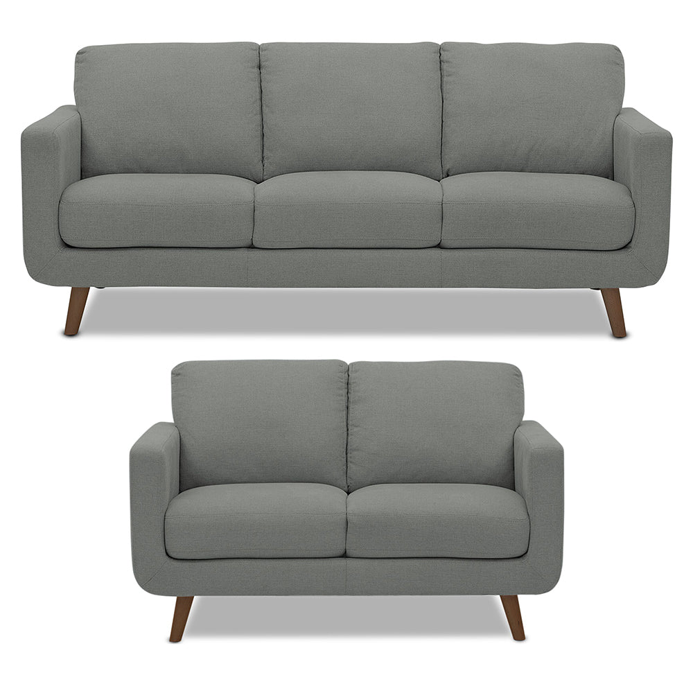 Adorn India Damian 3+2 5 Seater Sofa Set (Grey) (3 Year Warranty)