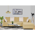 Zink Straight line L Shape 6 Seater Sofa Rhombus Cushion (Beige)