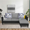 Adorn India Hallton L Shape 4 Seater Sofa Set Digital Print (Black & Grey) (3 Year Warranty)