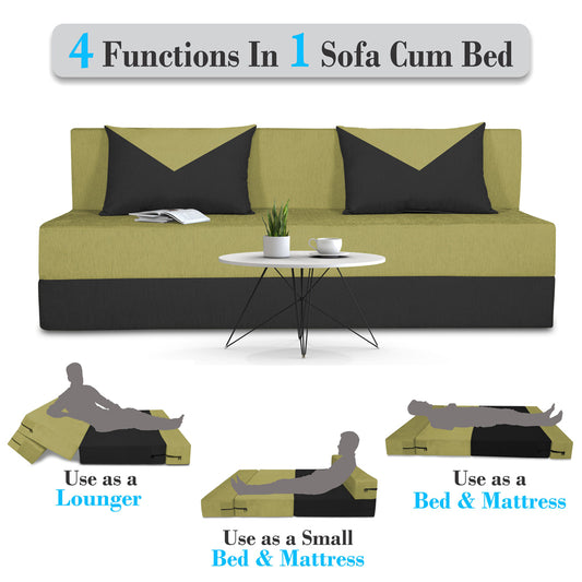 Adorn India Easy Boom 3 Seater Sofa Cum Bed 6 x 6 (Green & Black)