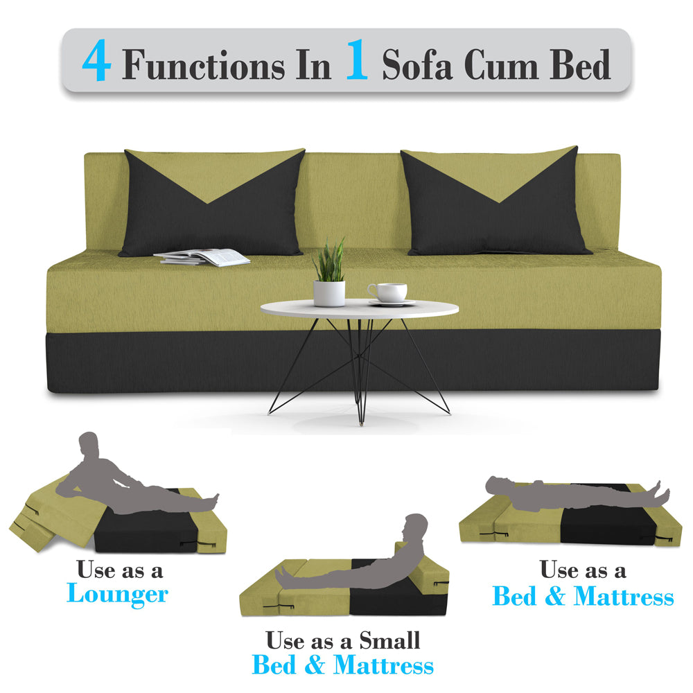 Adorn India Easy Boom 4 Seater Sofa Cum Bed 6 x 6 (Green & Black) (1 Year Warranty)