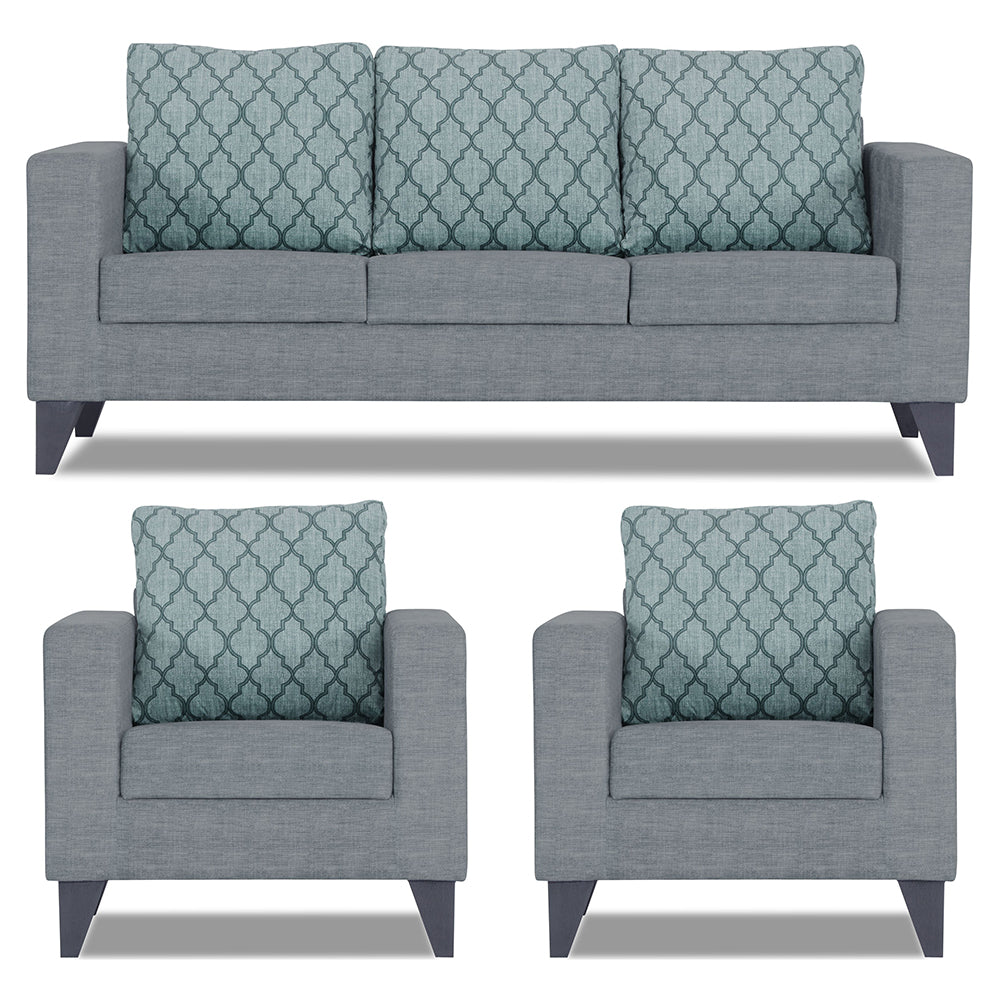 Adorn India Straight line Plus Blossom 3+1+1 5 Seater Sofa Set (Grey)