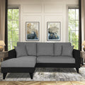 Adorn India Martin L Shape 4 Seater Sofa Set Two Tone - Left Hand Side (Grey & Black) (3 Year Warranty)