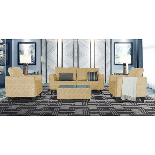 Adorn India Enzo Decent  (3 Years Warranty) 3+1+1 5 Seater Sofa Set with Centre Table (Beige) Modern