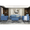 Cortina Damask 3+1+1 5 Seater Sofa Set with Centre Table (Blue) Modern