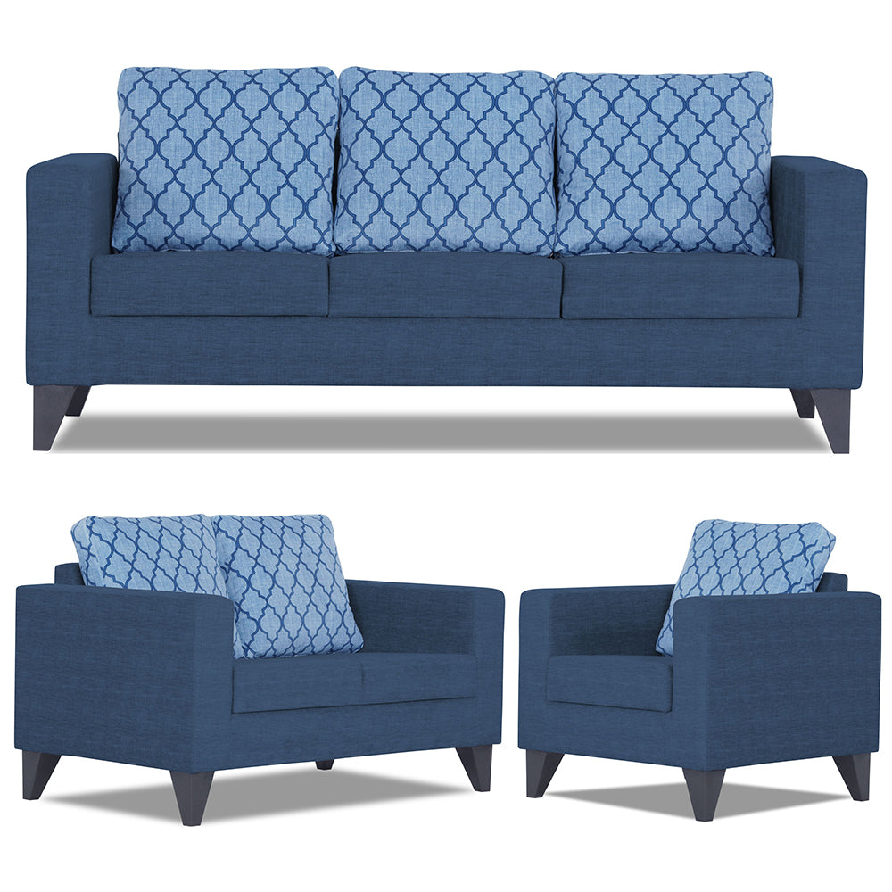 Adorn India Straight line Plus Blossom 3+2+1 6 Seater Sofa Set (Blue)