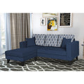Adorn India Parker Leaf L Shape 4 Seater Sofa Set (Left Hand Side) (Blue) Martin Plus (3 Year Warranty)