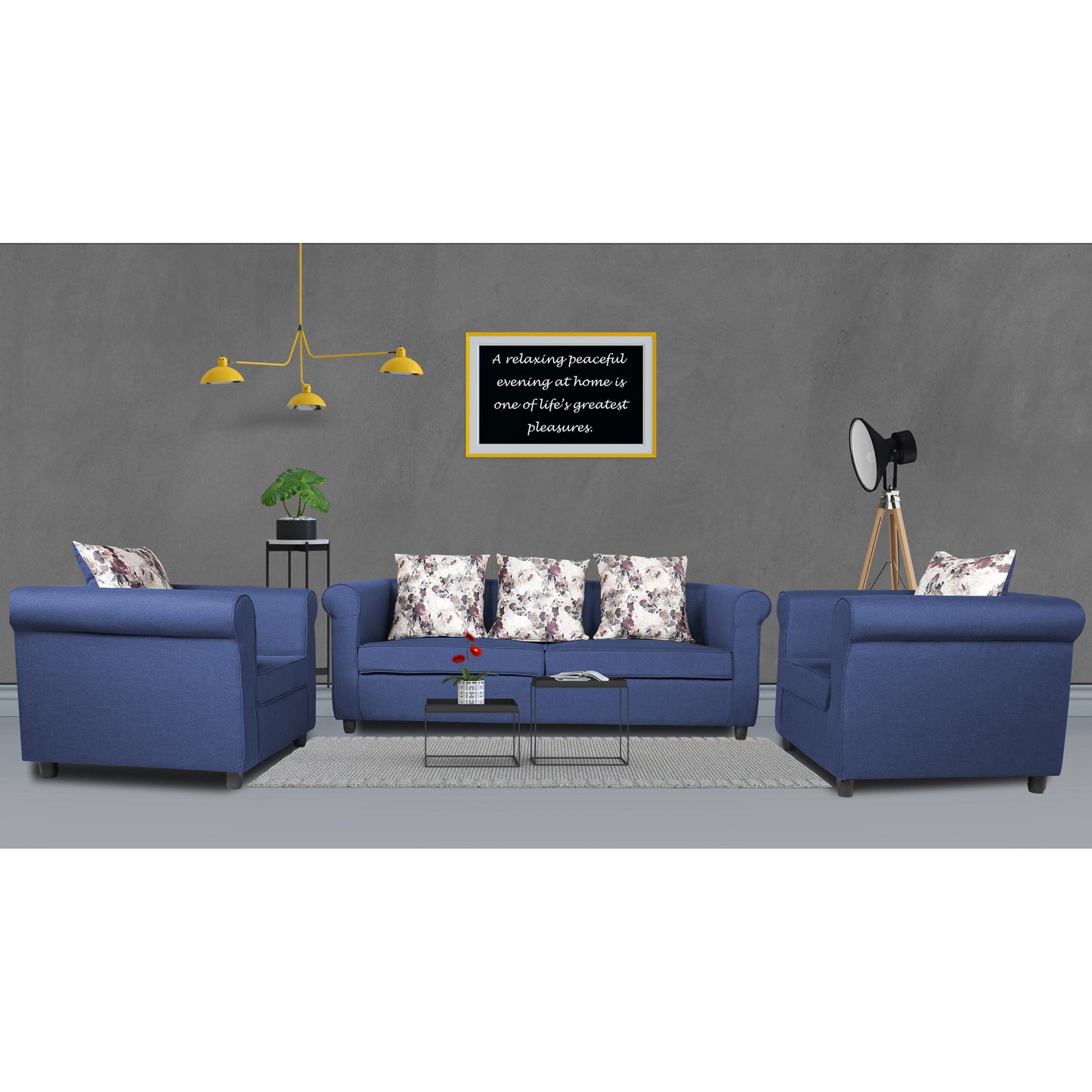 Adorn India Magnum 3-1-1 Sofa Set (Blue)