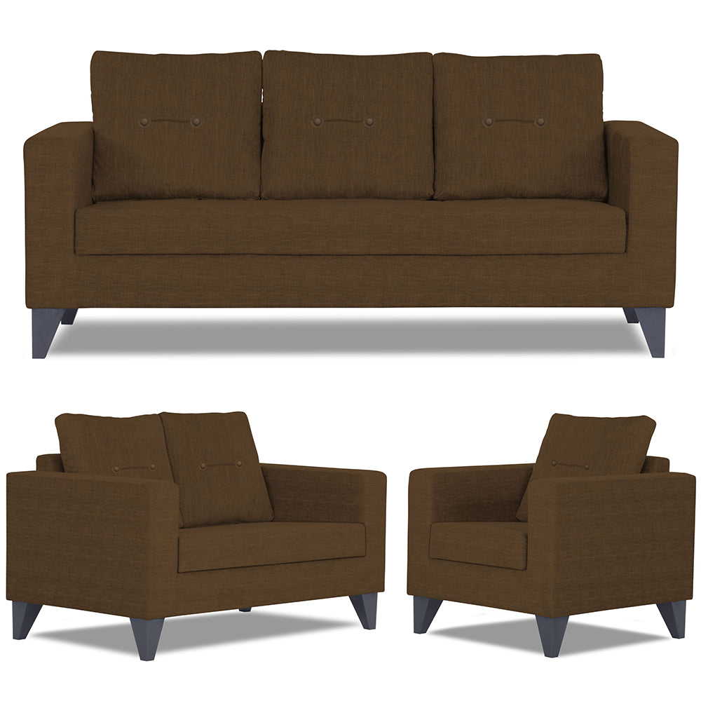 Adorn India Hallton Tufted 3+2+1 6 Seater Sofa Set (Brown)