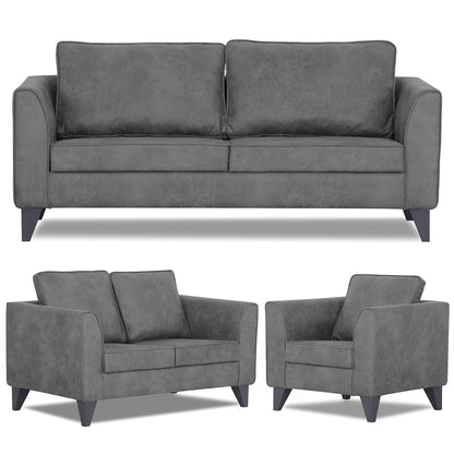 Adorn India Enzo Decent Premium Leatherette Suede 3+2+1 6 Seater Sofa Set (Grey)