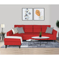 Adorn India Wood Maddox Tufted L Shape 5 Seater Sofa Set LHS (Red) (3 Year Warranty)