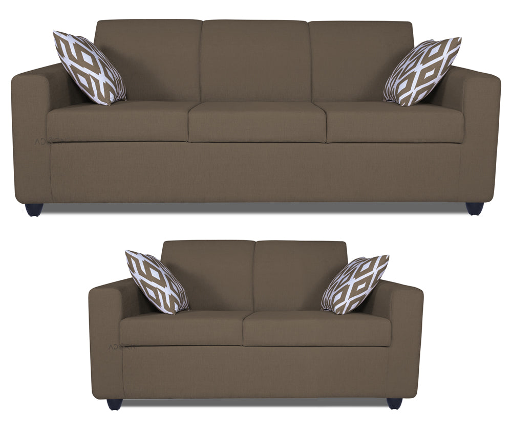 Adorn India Monteno Five Seater 3+2 Sofa Set (Brown) (3 Year Warranty)