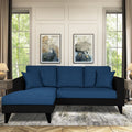 Adorn India Martin L Shape 4 Seater Sofa Set Two Tone Left Hand Side (Blue & Black) (3 Year Warranty)