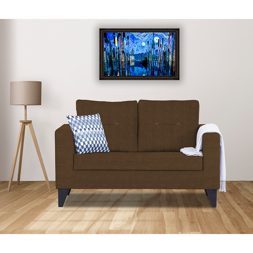 Adorn India Hallton Tufted 2 Seater Sofa (Brown) (3 Year Warranty)
