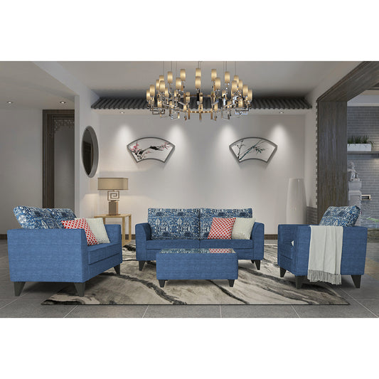 Adorn India Sheldon Crafty 3+2+1 6 Seater Sofa Set with Centre Table (Blue)