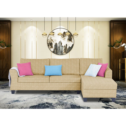 Adorn India Alexia Plus Decent L Shape 6 Seater Sofa Set (Right Hand Side) (Beige)