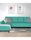 Adorn India Maddox Tufted L Shape 6 Seater Sofa Set (Left Hand Side) (Aqua Blue)
