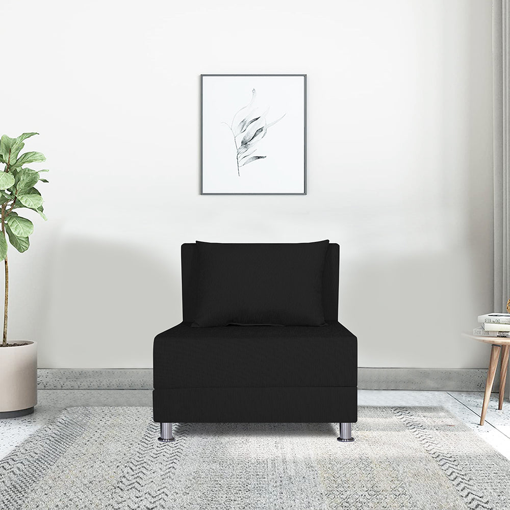 Adorn India Easy Alyn Plus Decent 1 Seater Sofa Cum Bed (2.5x6) (Black) (1 Year Warranty)