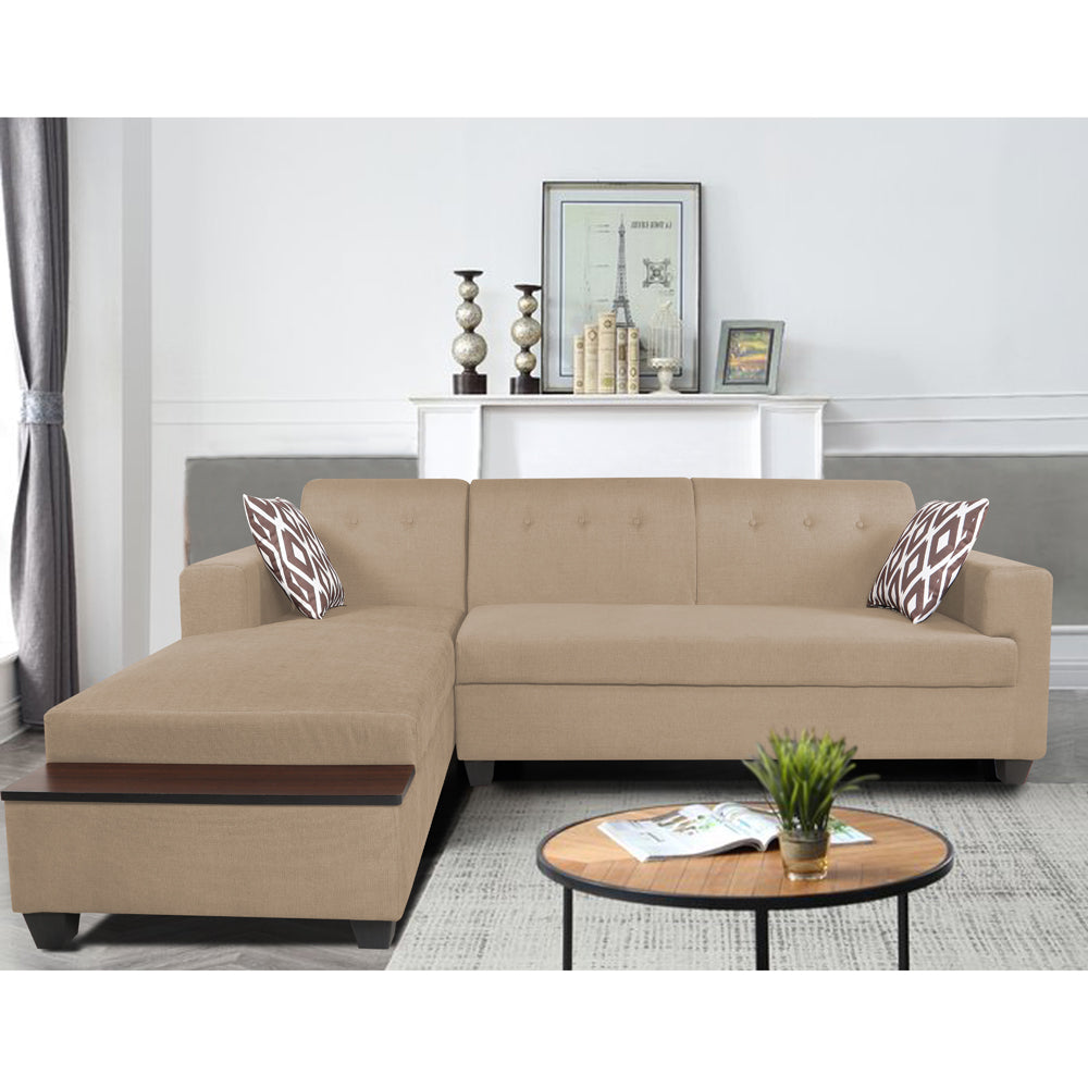 Adorn India Blazer L Shape 6 Seater Sofa Set (Left Side) (Beige)