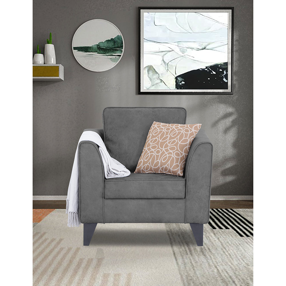 Adorn India Enzo Decent Premium Leatherette Suede 1 Seater Sofa (Grey)