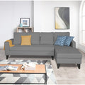 Adorn India Hallton Plain L Shape 6 Seater Sofa Set RHS (Grey) (3 Year Warranty)
