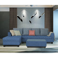 Raiden Bricks Premium L Shape 6 Seater Sofa Set with Center Table (Left Hand Side) (Blue)